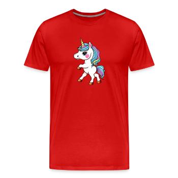 Licorne Créature Mythique Fille Licornes Créatures Mythiques - T-shirt bio Premium Homme - rouge - Devant - Damien (186cm)