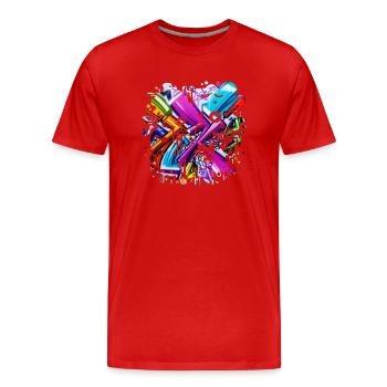 Graffiti Street Art Spray Vintage Schablone Retro - Männer Premium Bio T-Shirt - Rot - Vorne - Damien (186cm)