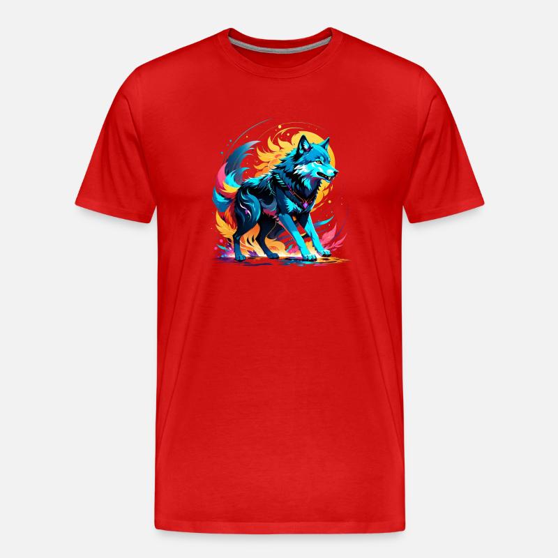 Wolf in Farbe - Männer Premium Bio T-Shirt - Rot