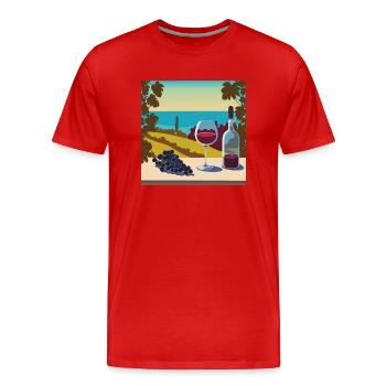 Rotwein / Weißwein / Wein - Männer Premium Bio T-Shirt - Rot - Vorne - Damien (186cm)