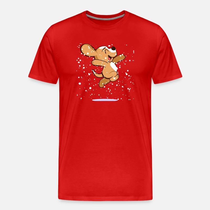 Glücklicher Beagle im Schnee - Männer Premium Bio T-Shirt - Rot