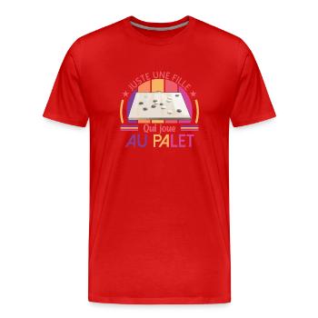 Juste Une Fille Qui Joue Au Palet - une palétiste - T-shirt bio Premium Homme - rouge - Devant - Damien (186cm)