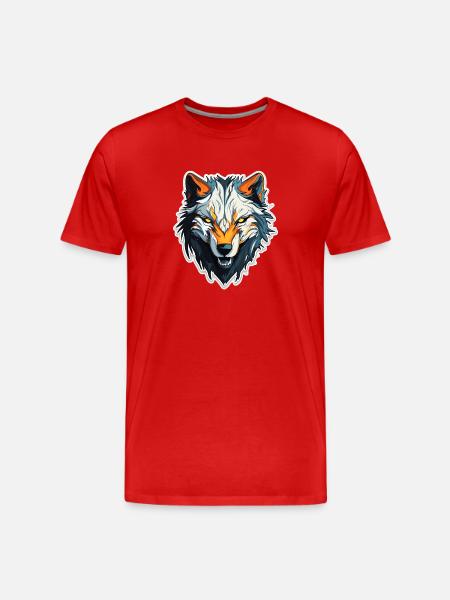 Wolf - Illustration - Men's Premium Organic T-Shirt - red