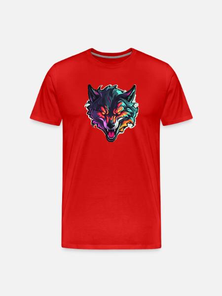 Wolf - Illustration - Men's Premium Organic T-Shirt - red