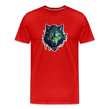 Wolf - Illustration - Männer Premium Bio T-Shirt - Rot - Vorne - Damien (186cm)