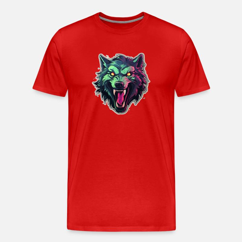 Wolf - Illustration - Männer Premium Bio T-Shirt - Rot