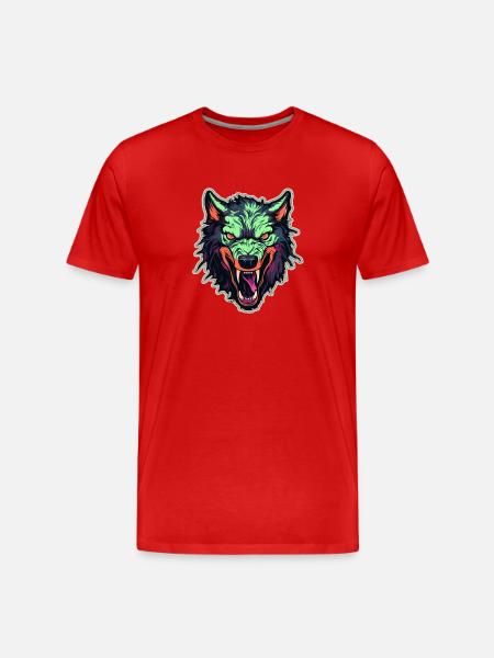 Wolf - Illustration - Men's Premium Organic T-Shirt - red