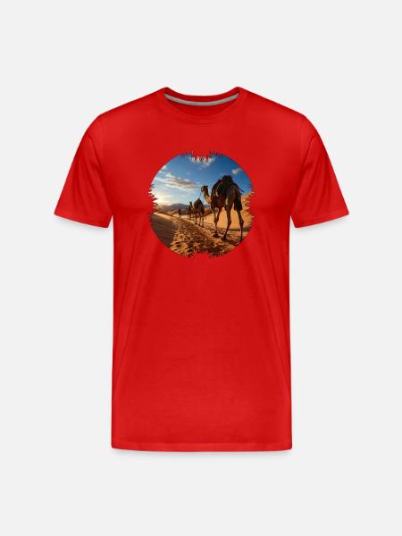Reise mit einer Kamelkarawane - Männer Premium Bio T-Shirt - Rot