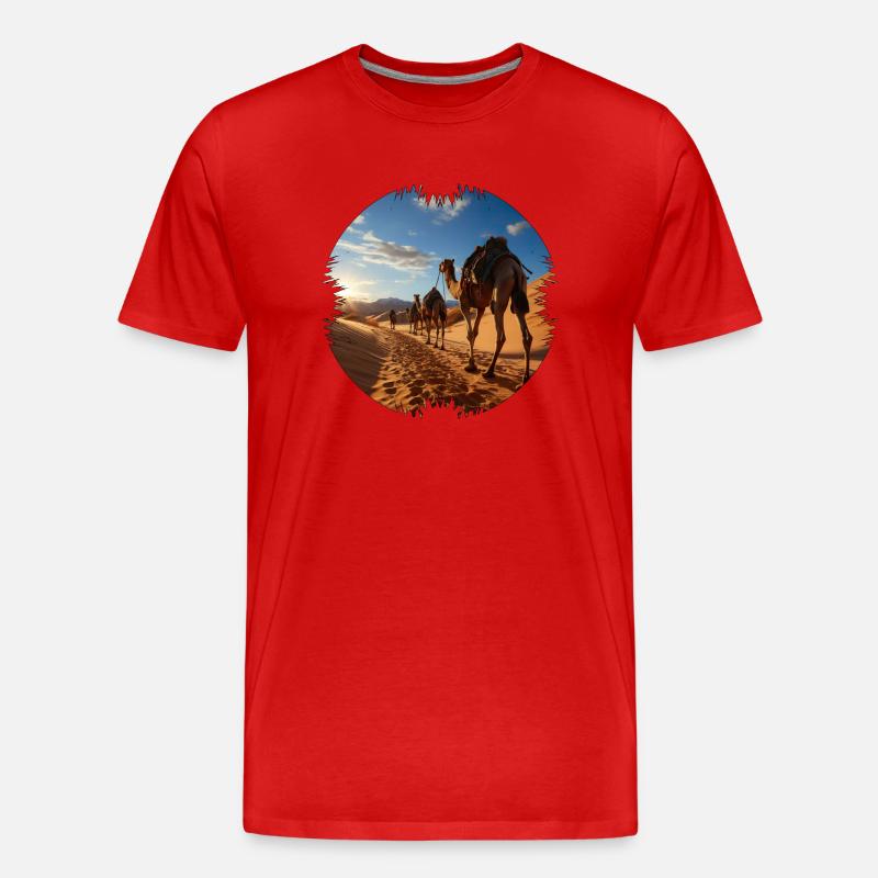 Reise mit einer Kamelkarawane - Männer Premium Bio T-Shirt - Rot