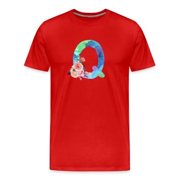Letter q watercolour - Men's Premium Organic T-Shirt - red - Front - Damien (186cm)