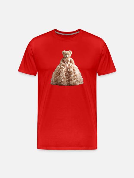 Teddybär im Brautkleid - Männer Premium Bio T-Shirt - Rot