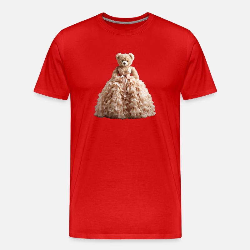 Teddybär im Brautkleid - Männer Premium Bio T-Shirt - Rot