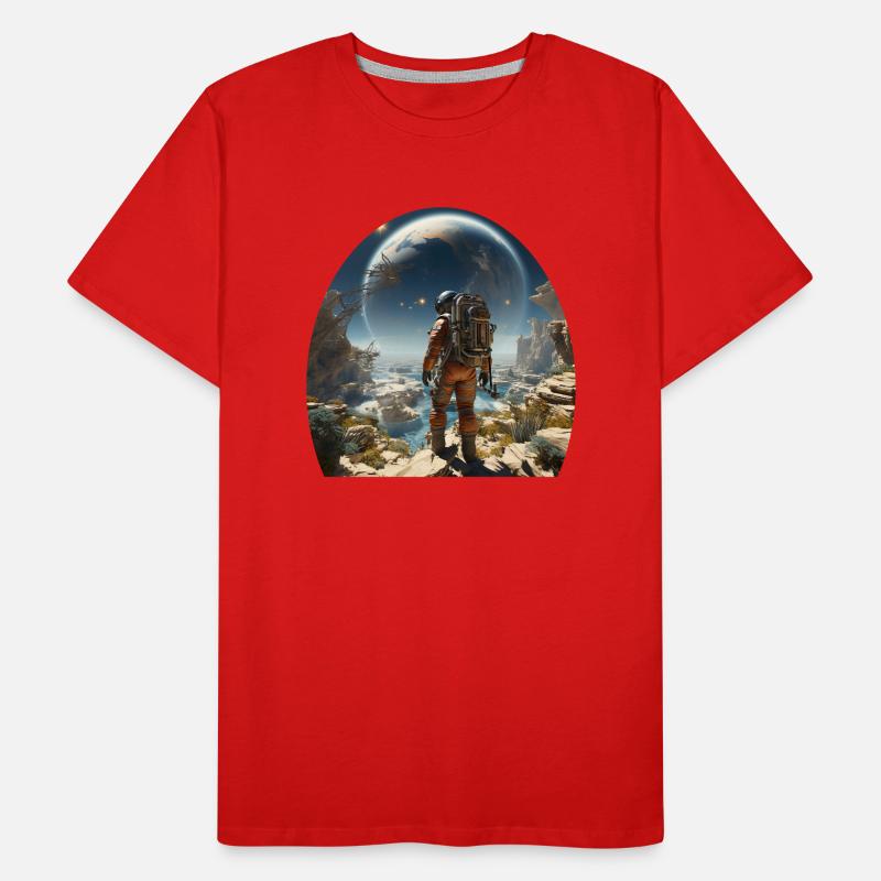 Astronaut explores alien worlds Men's Premium Organic T-Shirt