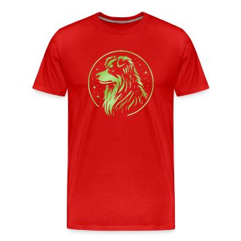 Dream dog Aussie green - Men's Premium Organic T-Shirt - red - Front - Damien (186cm)