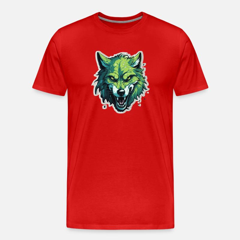 Wolf - Illustration - Männer Premium Bio T-Shirt - Rot