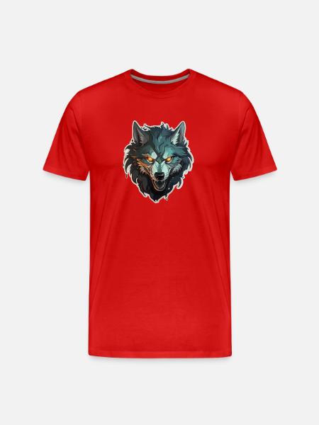 Wolf - Illustration - Men's Premium Organic T-Shirt - red