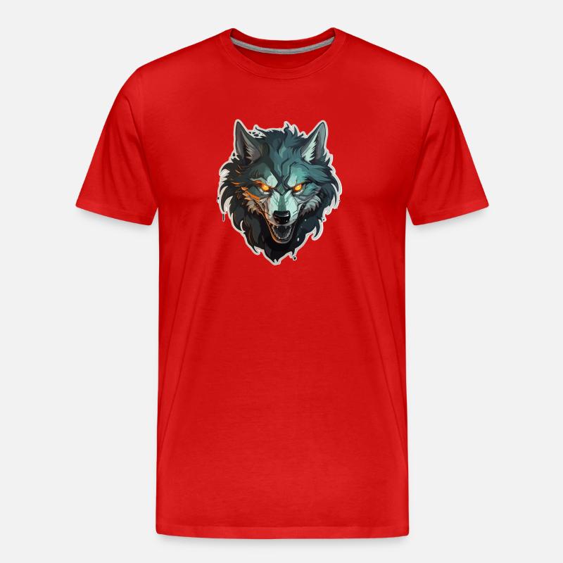 Wolf - Illustration - Männer Premium Bio T-Shirt - Rot