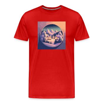 Dorf in Schneekugel - Männer Premium Bio T-Shirt - Rot - Vorne - Damien (186cm)