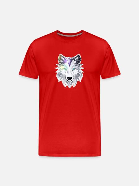Wolf - Illustration - Men's Premium Organic T-Shirt - red