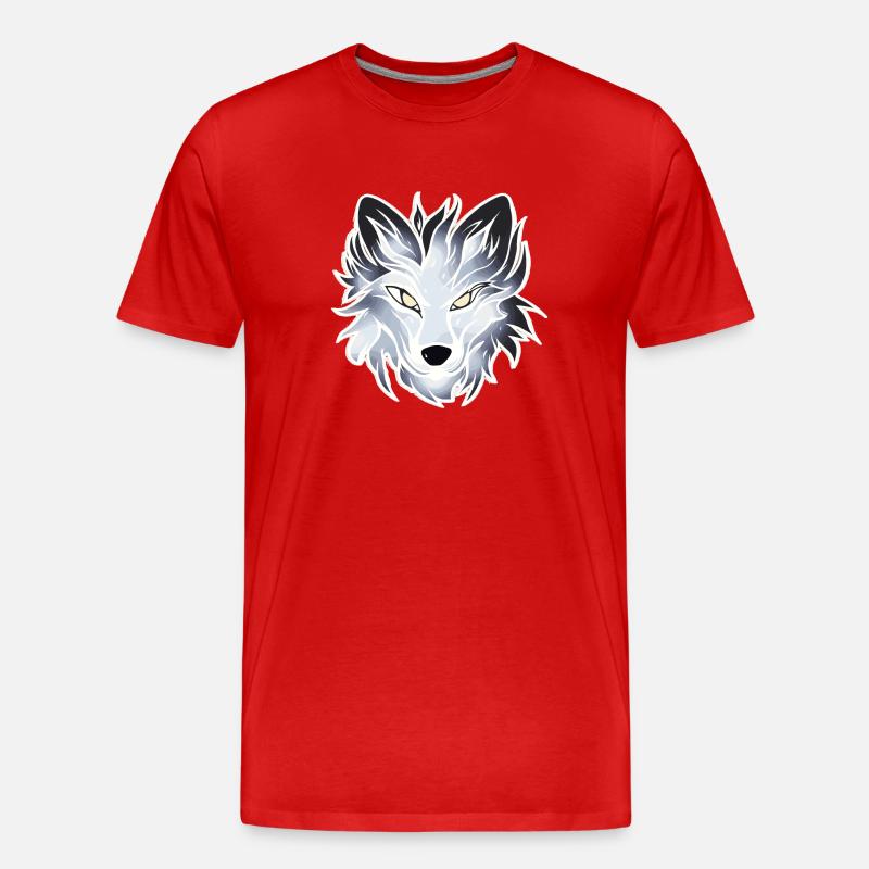 Wolf - Illustration - Männer Premium Bio T-Shirt - Rot