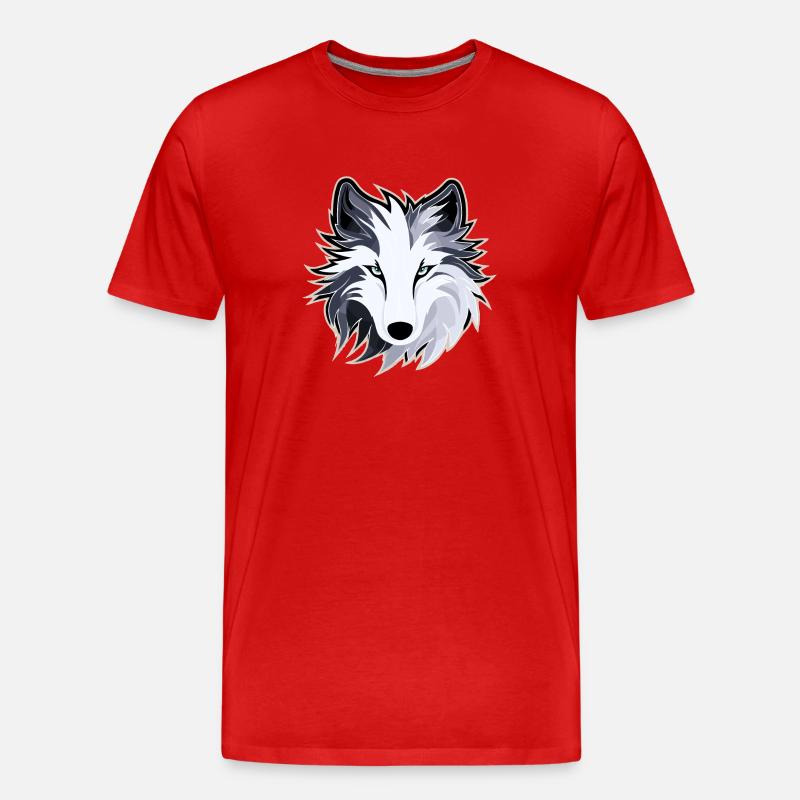Wolf - Illustration - Männer Premium Bio T-Shirt - Rot