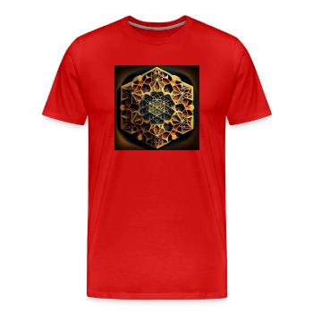 Geometric Pattern - Men's Premium Organic T-Shirt - red - Front - Damien (186cm)