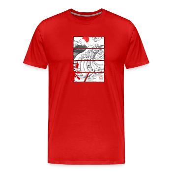 japan wave - T-shirt bio Premium Homme - rouge - Devant - Damien (186cm)