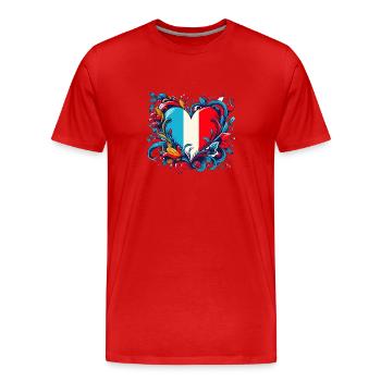 Französisches Vintage-Herz - Männer Premium Bio T-Shirt - Rot - Vorne - Damien (186cm)