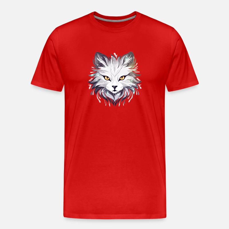 Katze - Illustration - Männer Premium Bio T-Shirt - Rot