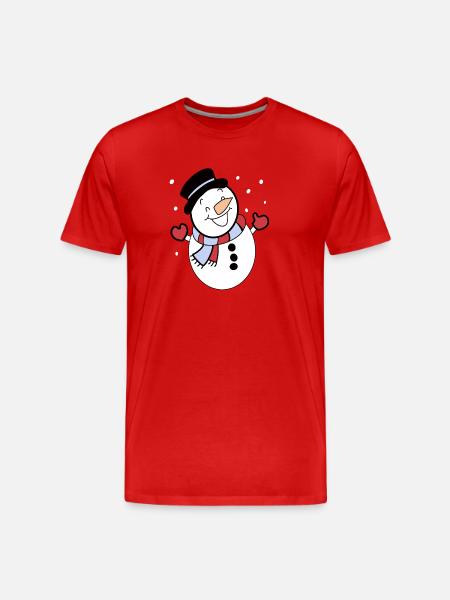 Snowman Winter Snow Cold - Men's Premium Organic T-Shirt - red