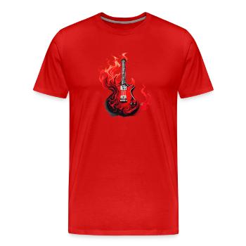 Guitar, Musical Instrument, Plucked Instrument, Guitarist - Men's Premium Organic T-Shirt - red - Front - Damien (186cm)