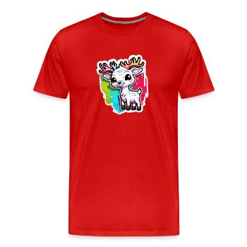 Reindeer / Deer / Animal / Children's Motif / Christmas - Men's Premium Organic T-Shirt - red - Front - Damien (186cm)