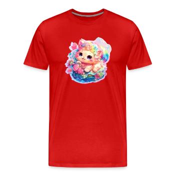 Chat - illustration - T-shirt bio Premium Homme - rouge - Devant - Damien (186cm)