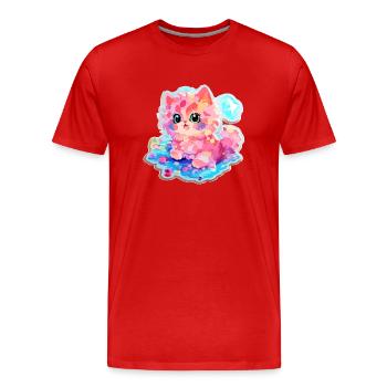 Chat - illustration - T-shirt bio Premium Homme - rouge - Devant - Damien (186cm)