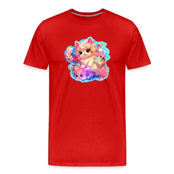 Chat - illustration - T-shirt bio Premium Homme - rouge - Devant - Damien (186cm)