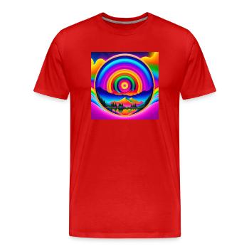 Psychedelischer Trip - Männer Premium Bio T-Shirt - Rot - Vorne - Damien (186cm)
