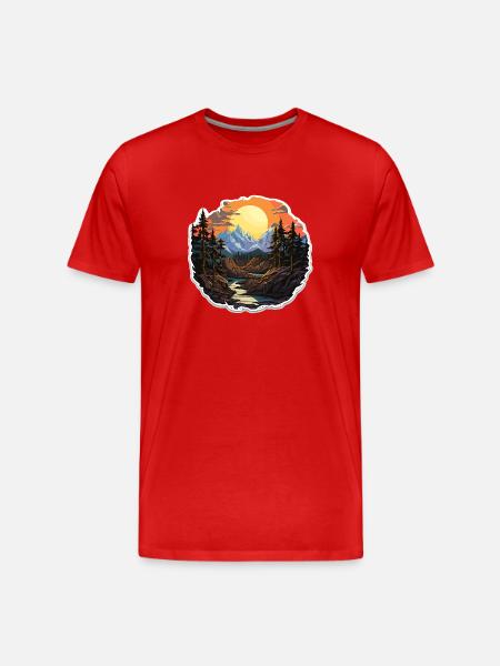 Landscape - Illustration - Men's Premium Organic T-Shirt - red
