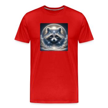 Racoon in Frost - Men's Premium Organic T-Shirt - red - Front - Damien (186cm)