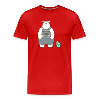 Polar Bear in Swimsuit - Men's Premium Organic T-Shirt - red - Front - Damien (186cm)