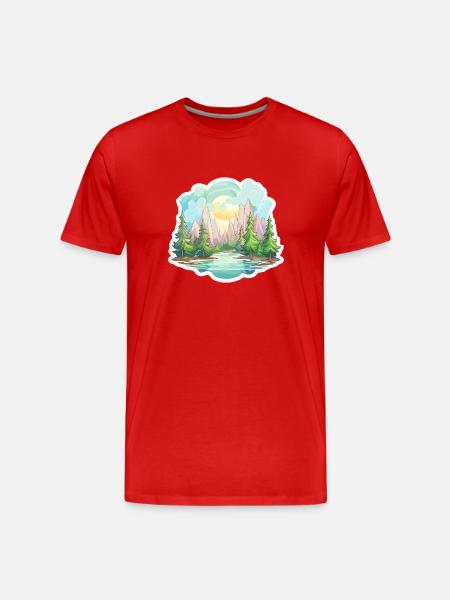 Landscape - Illustration - Men's Premium Organic T-Shirt - red