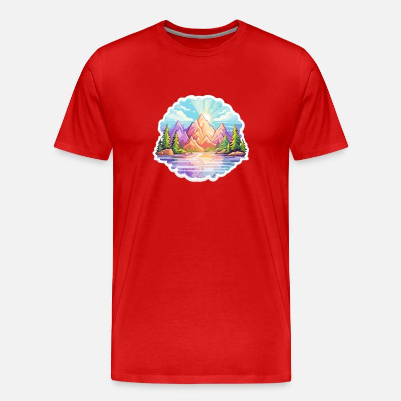 Landschaft - Illustration - Männer Premium Bio T-Shirt - Rot