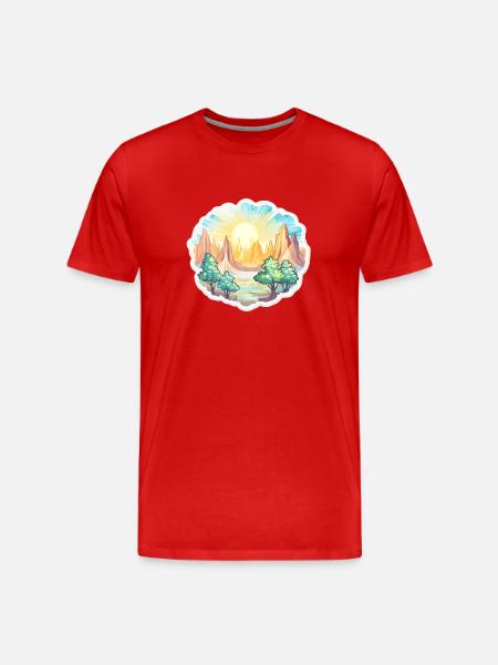 Landscape - Illustration - Men's Premium Organic T-Shirt - red