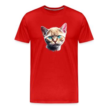 Chat domestique, Chat, Propriétaire de chat, Chat siamois, Chaton - T-shirt bio Premium Homme - rouge - Devant - Damien (186cm)