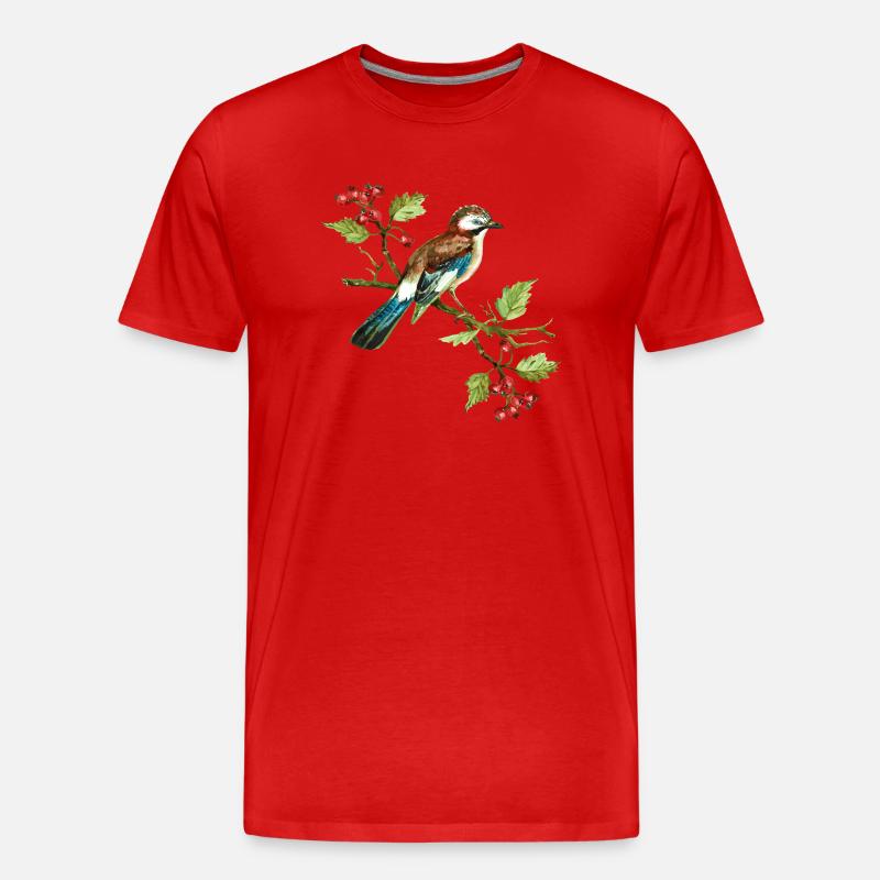 Bunter Vogel - Männer Premium Bio T-Shirt - Rot