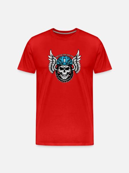 Kraniecykelhjelm - Kraniet med cykelhjelm - Herre Premium T-shirt økologisk - rød