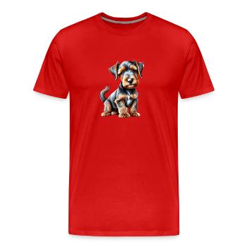 Yorkshire Terrier chiot chien propriétaire de chien - T-shirt bio Premium Homme - rouge - Devant - Damien (186cm)