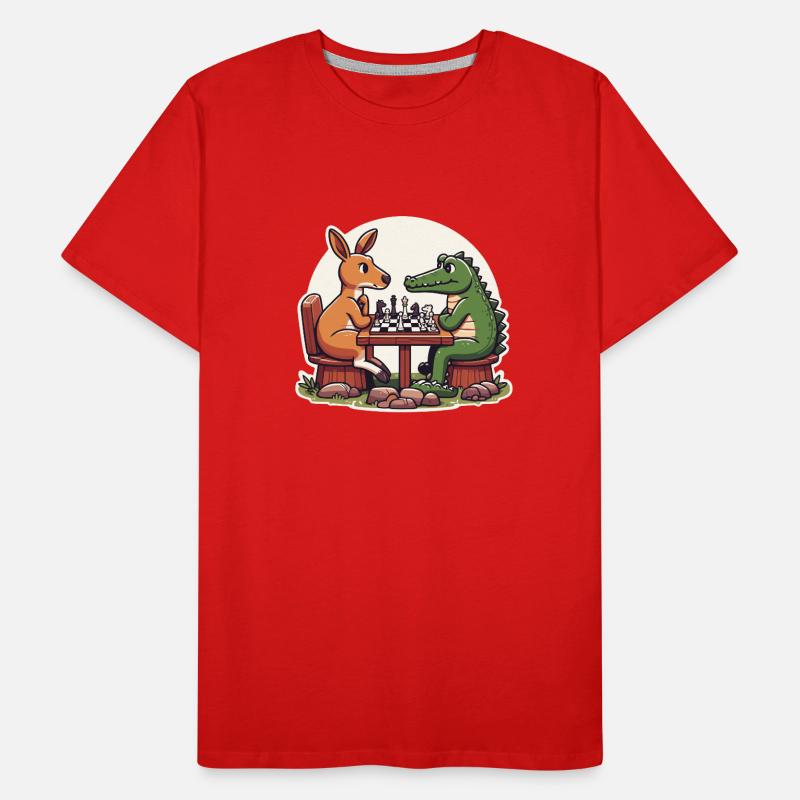 Känguru vs. Krokodil: Ein lustiges Schachdesign Männer Premium Bio T-Shirt