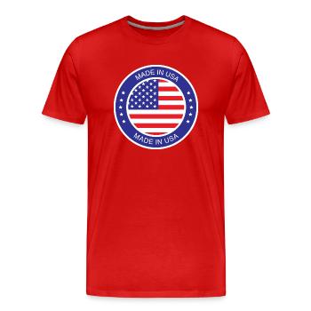 made in the USA - Männer Premium Bio T-Shirt - Rot - Vorne - Damien (186cm)