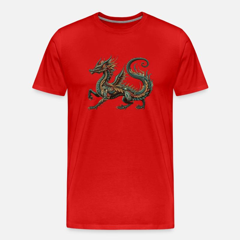 Drache - Männer Premium Bio T-Shirt - Rot