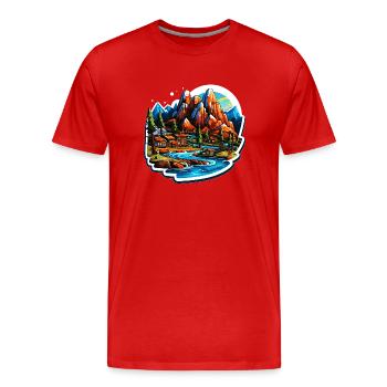 Landskap - Illustration - Organic T-shirt Ekologisk premium-T-shirt herr - röd - Fram - Damien (186cm)